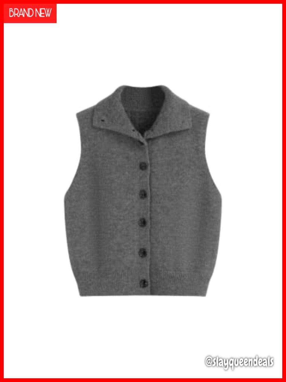 Two-Way Button Down Sweater Vest Cropped Sleeveless V-Neck Cardigan